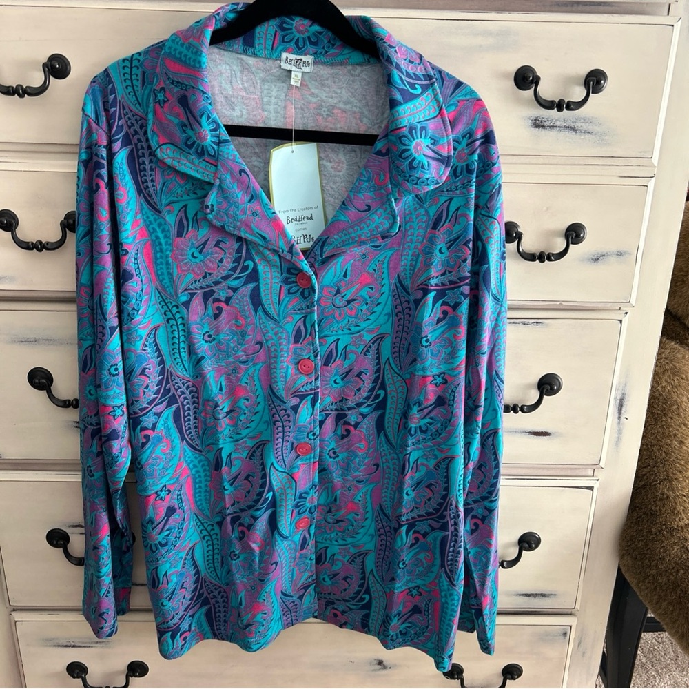 NWT BH PJ’s Bed Head Pajama Shirt Top Floral Paisley XL